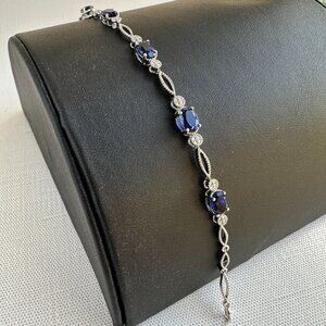 JWBR Sterling Silver Sapphire Blue Bracelet 7.25"